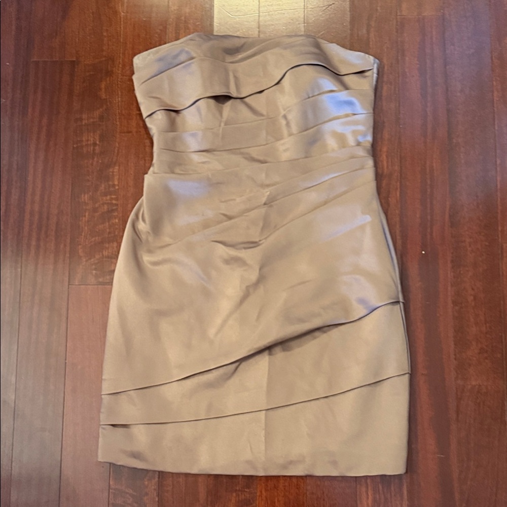 David's Bridal Strapless Tan Dress - Picture 1 of 4